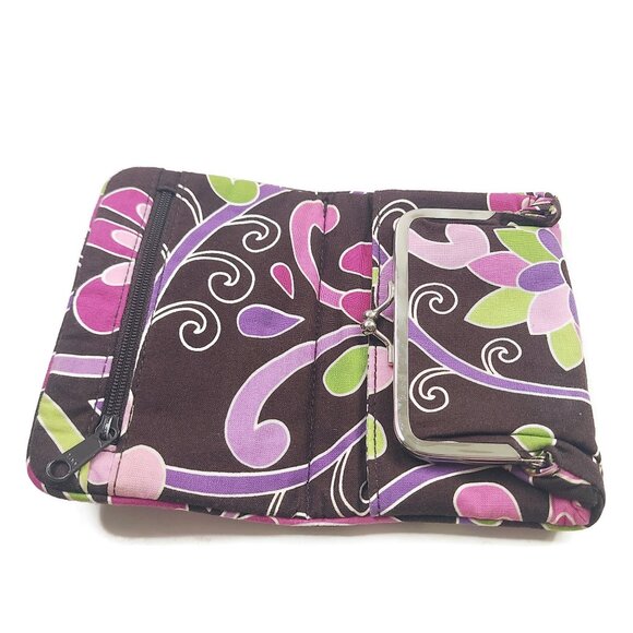VERA BRADLEY Women's Wallet Purple Punch Magnetic Closure Coin Purse ID Window - Picture 11 of 11